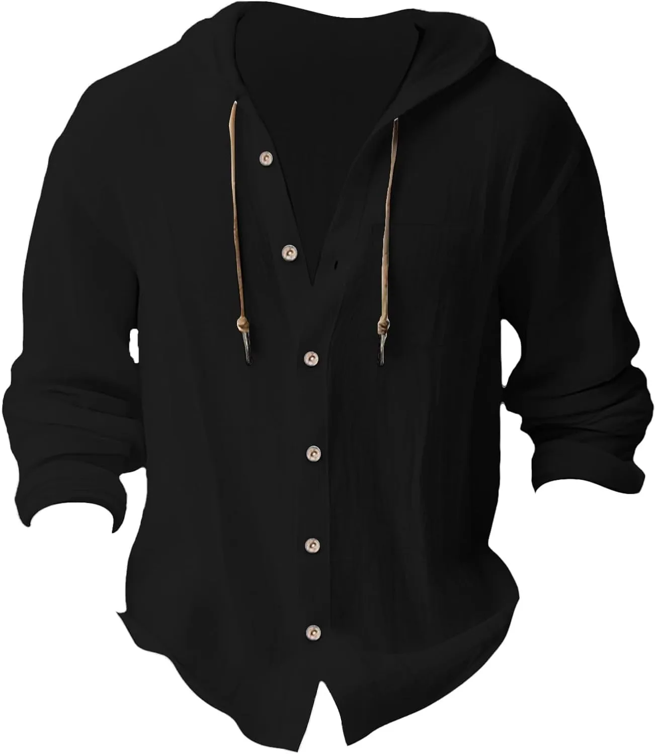 100 Percent Cotton Linen Hoodies for Men Long Sleeve Button Down Shirt Active Athletic Workout Sweatshirts for Men