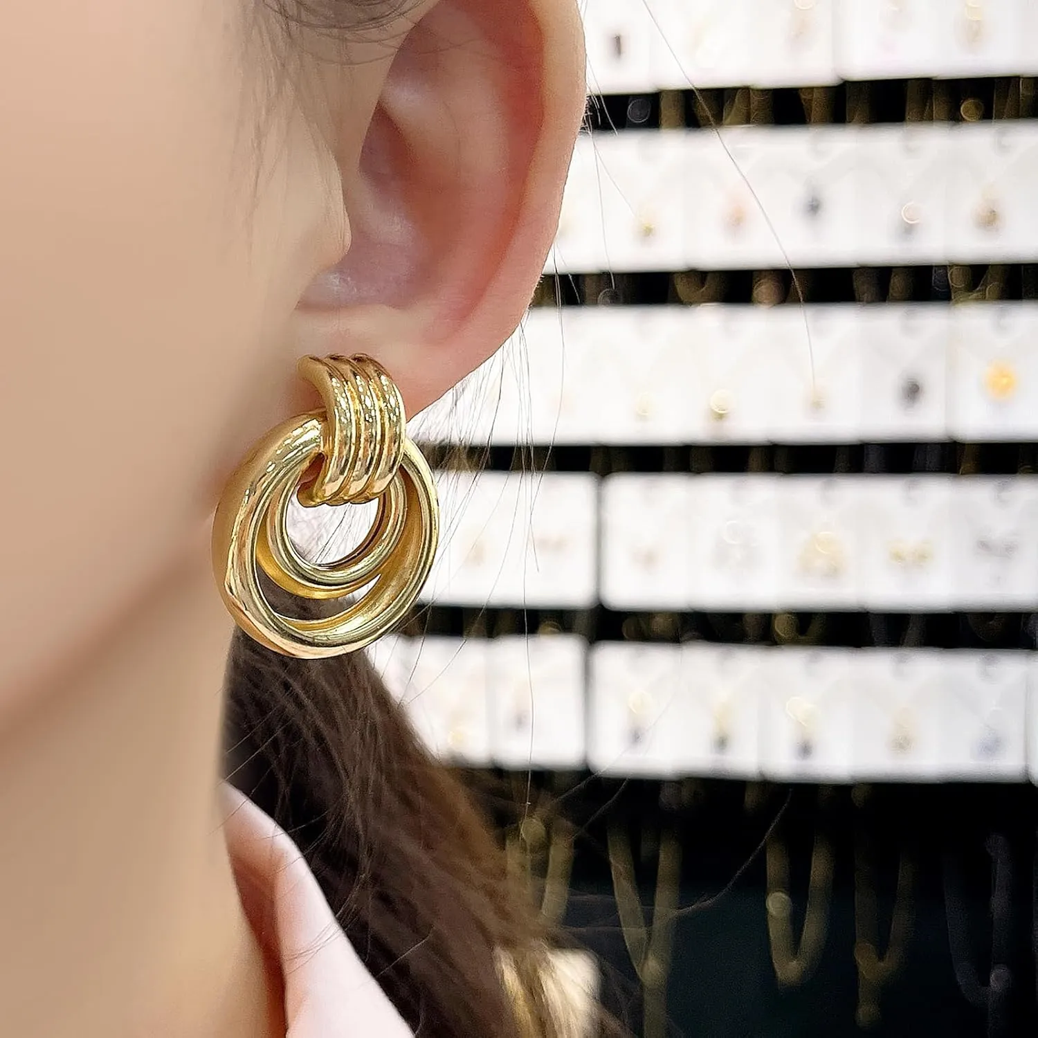 14K Gold Plated Twist Knot Earrings for Women Chunky Statement Earrings Geometric Drop Dangle Jewelry
