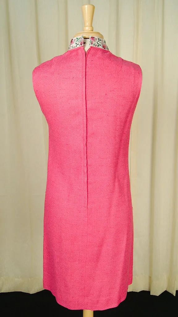1950s Vinatge Pink Linen Shift Dress