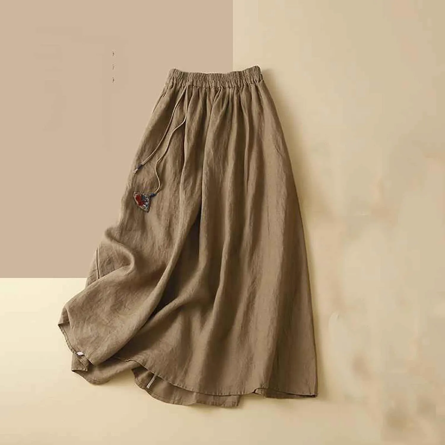 2025 Trendy Skirts for Women Solid Elastic High Waisted Tiered Frill Ruffled Flowy Skorts Summer Casual Loose Skirt