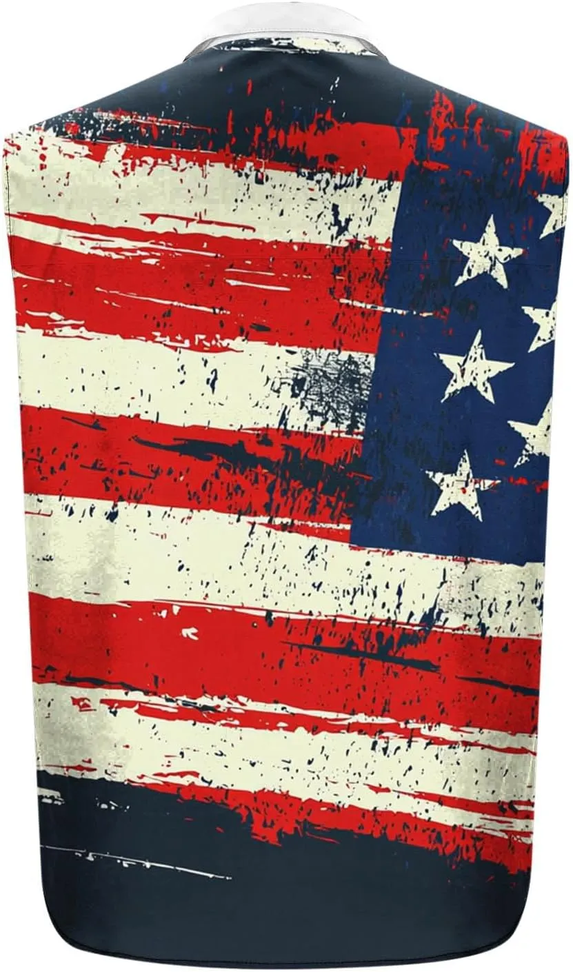2025 USA Flag Striped Shirts for Men Casual Button Down Collared Tank Tops Summer Sleeveless Shirt Beach Active Tees