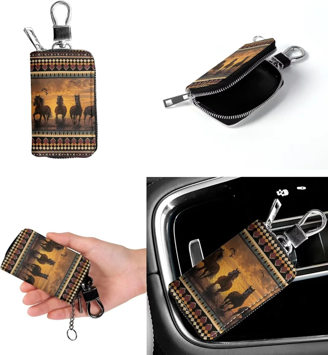 2Pcs Tote Bags Set Crossbody Bags Shoulder Purses for Women Car Key Fob Protector