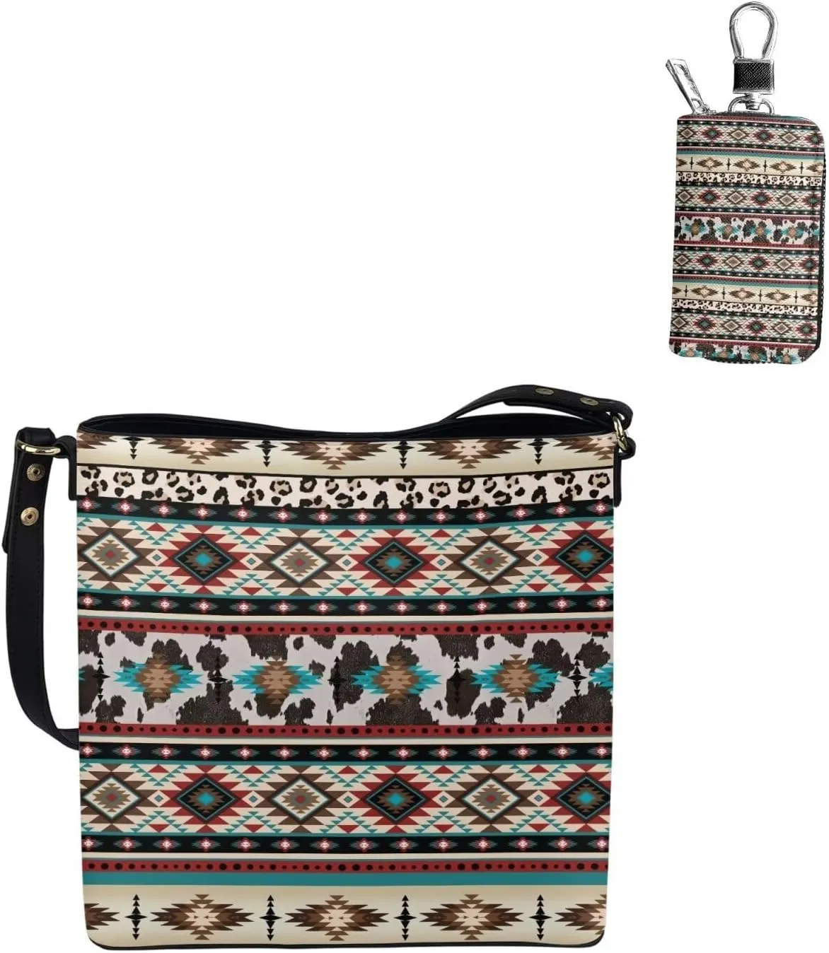 2Pcs Tote Bags Set Crossbody Bags Shoulder Purses for Women Car Key Fob Protector