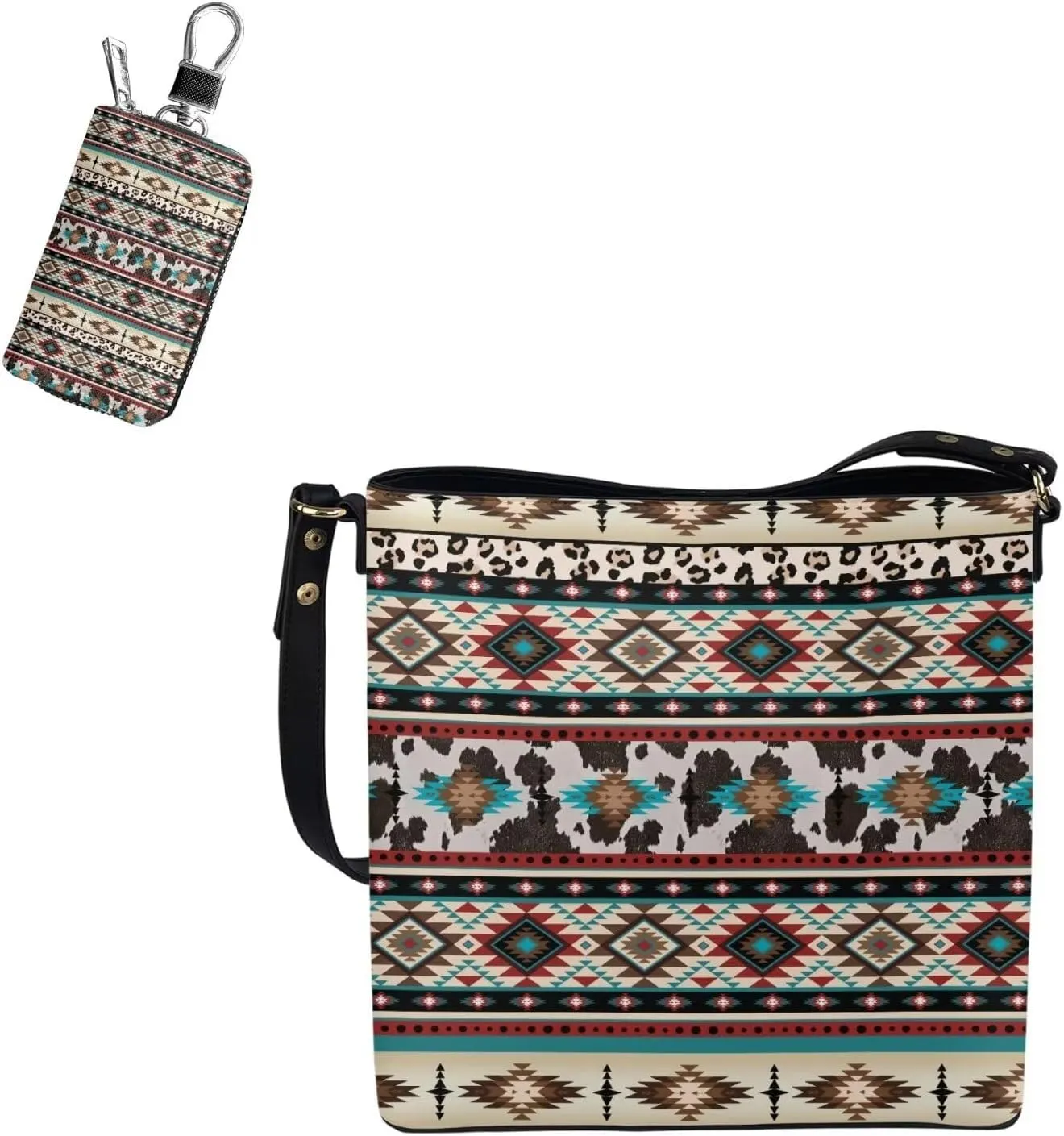 2Pcs Tote Bags Set Crossbody Bags Shoulder Purses for Women Car Key Fob Protector