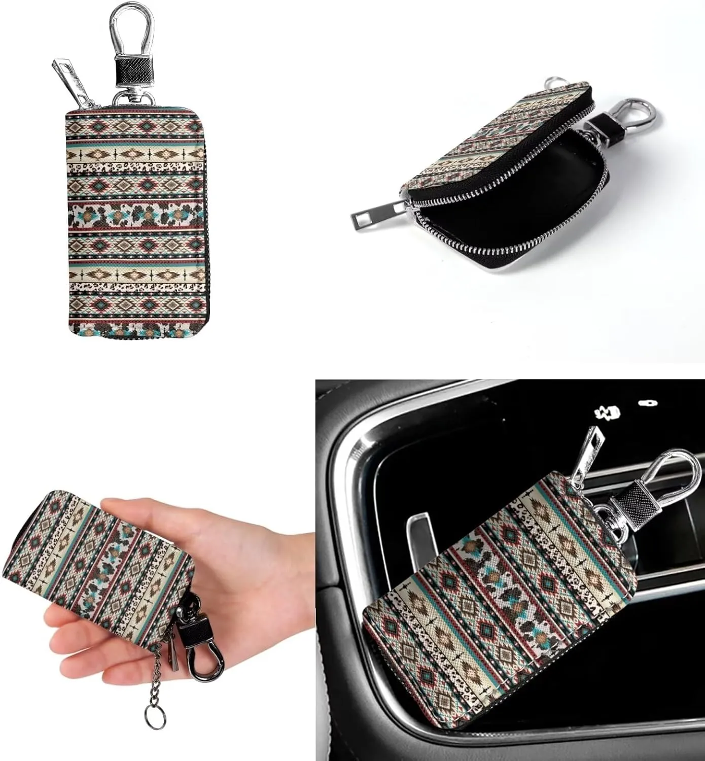 2Pcs Tote Bags Set Crossbody Bags Shoulder Purses for Women Car Key Fob Protector