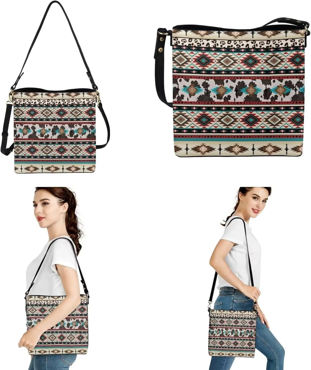 2Pcs Tote Bags Set Crossbody Bags Shoulder Purses for Women Car Key Fob Protector
