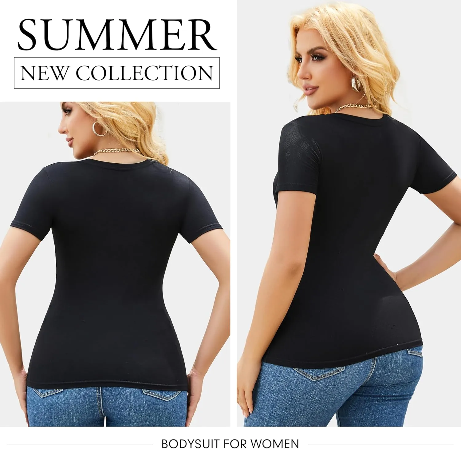 5 Pack Womens T Shirts Short Sleeve Basic Tees V Neck Fashion Tops Slim Fit Casual Summer Outfits Clothes 2025