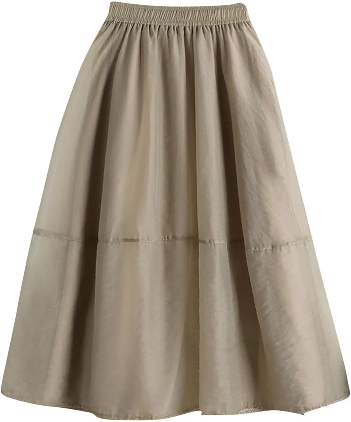 A Line Skirt Women Pleated Layered Skirts Casual Tulle Skirt Flowy Long Skirts High Waist Midi Skirt with Pockets