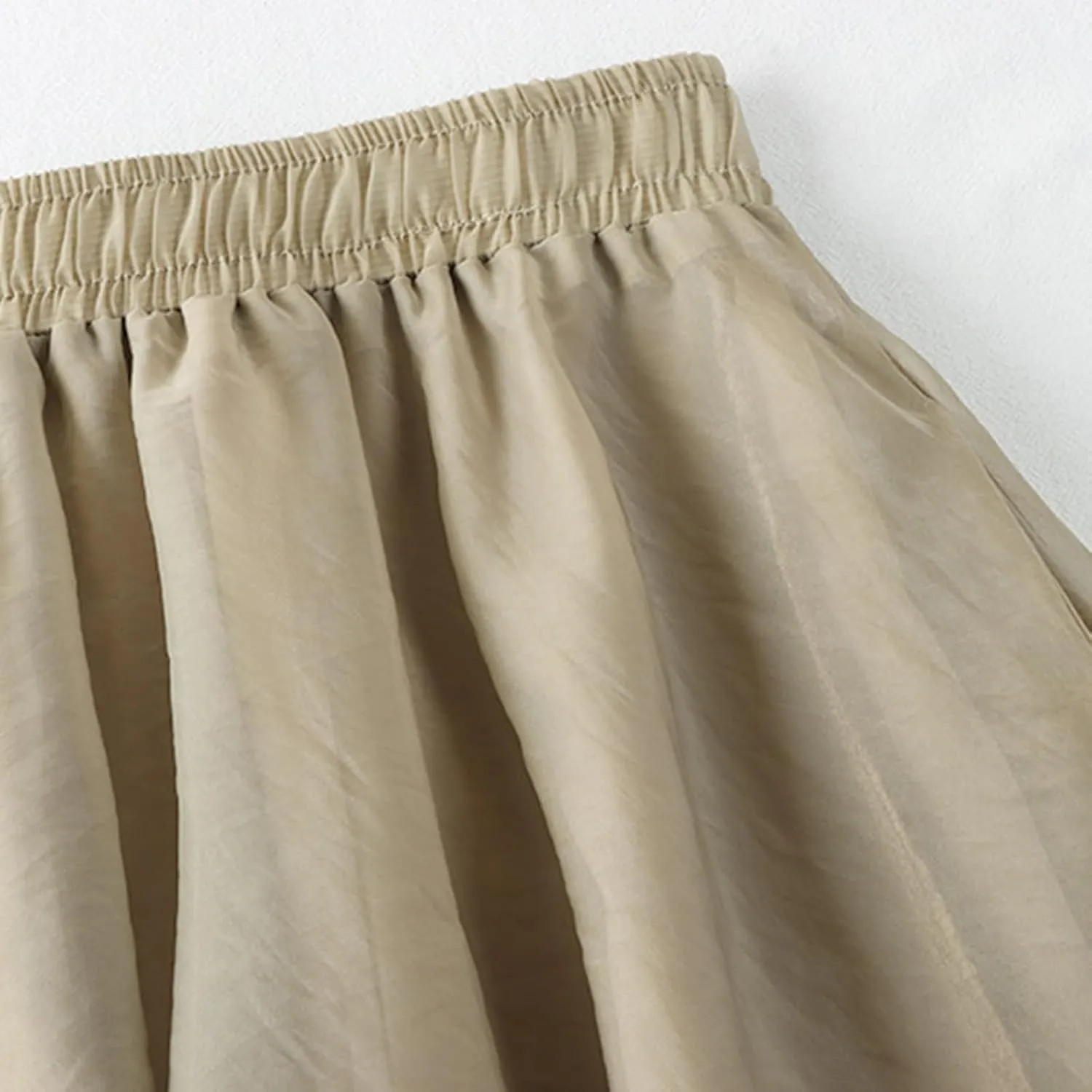A Line Skirt Women Pleated Layered Skirts Casual Tulle Skirt Flowy Long Skirts High Waist Midi Skirt with Pockets