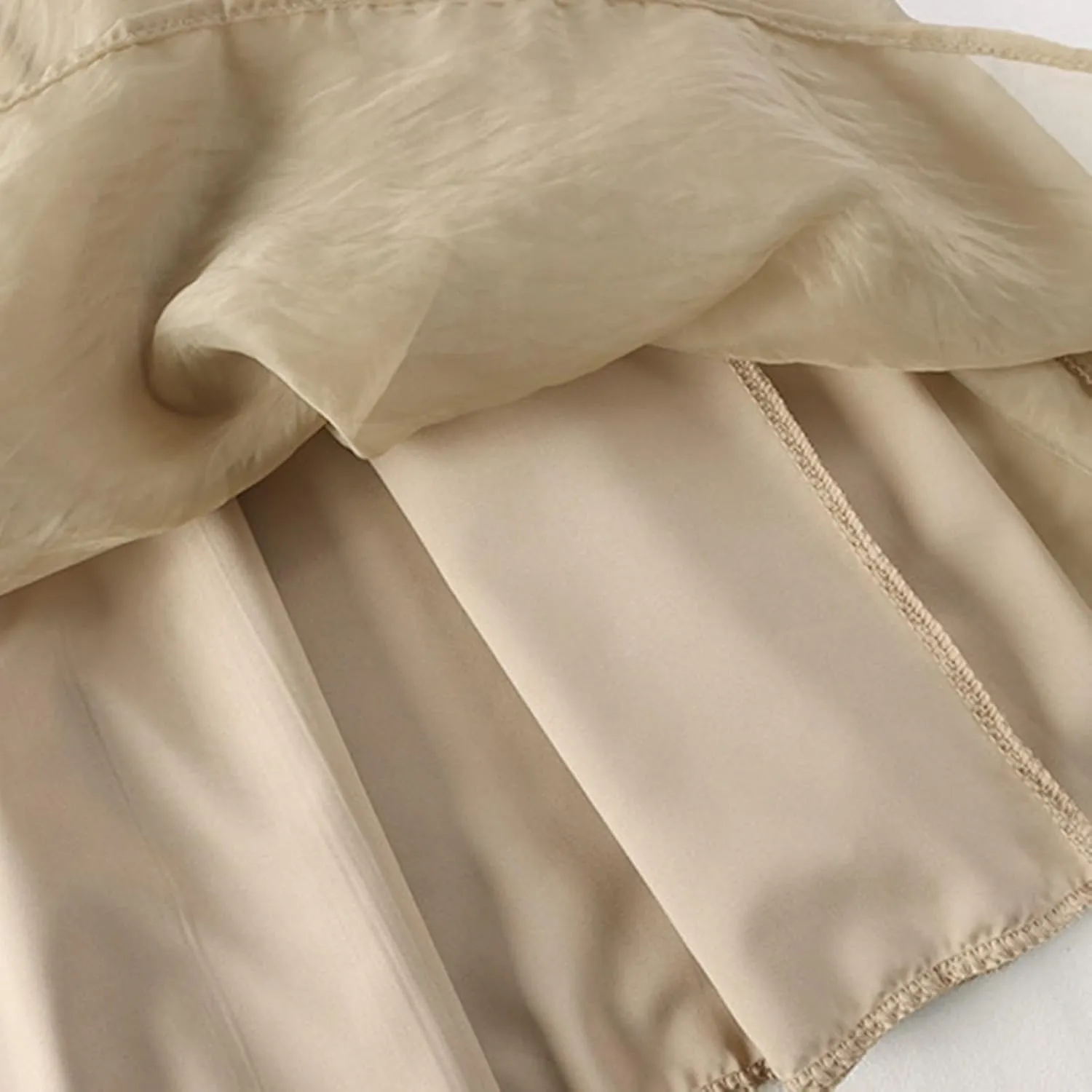 A Line Skirt Women Pleated Layered Skirts Casual Tulle Skirt Flowy Long Skirts High Waist Midi Skirt with Pockets