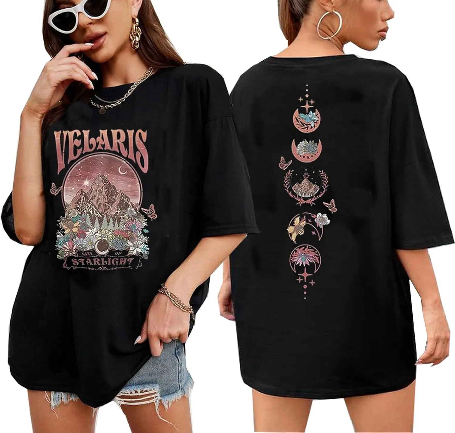 Acotar Night Court T Shirt Women Velaris City of Starlight Tshirt Night Court Graphic Tee Oversized Short Sleeve Tops