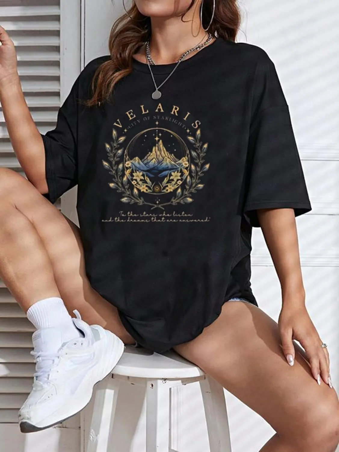 Acotar Night Court T Shirt Women Velaris City of Starlight Tshirt Night Court Graphic Tee Oversized Short Sleeve Tops