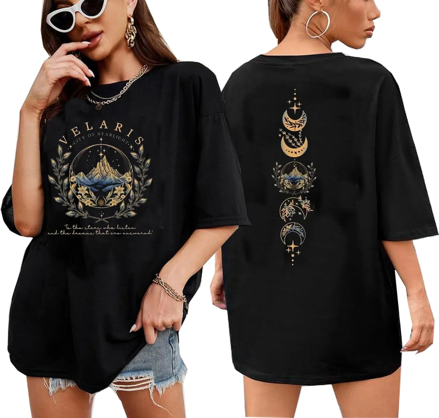 Acotar Night Court T Shirt Women Velaris City of Starlight Tshirt Night Court Graphic Tee Oversized Short Sleeve Tops