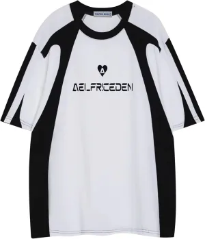 Aelfric Eden Oversized T Shirt Mens Graphic Tees Y2K Contrast Color Streetwear Tshirts Summer Vintage Baggy Tops