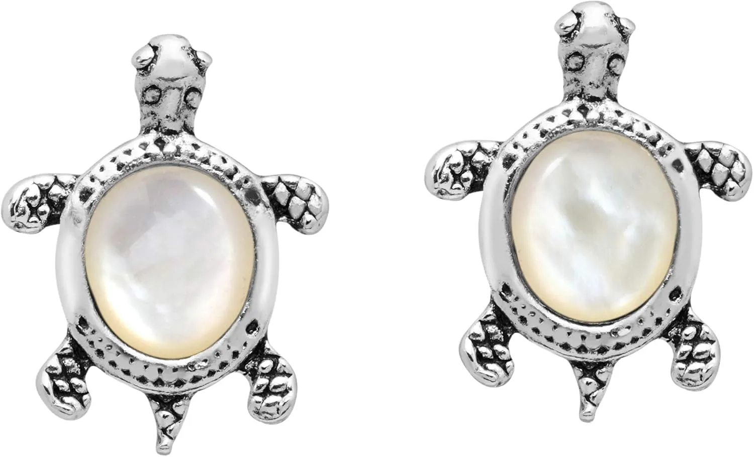 AeraVida Adorable Mother of Pearl Sea Turtle .925 Silver Stud Earrings | Casual Sterling Silver Stud Earring for women | Chic Stud Earrings | Gift for Daughter, Mothers Day