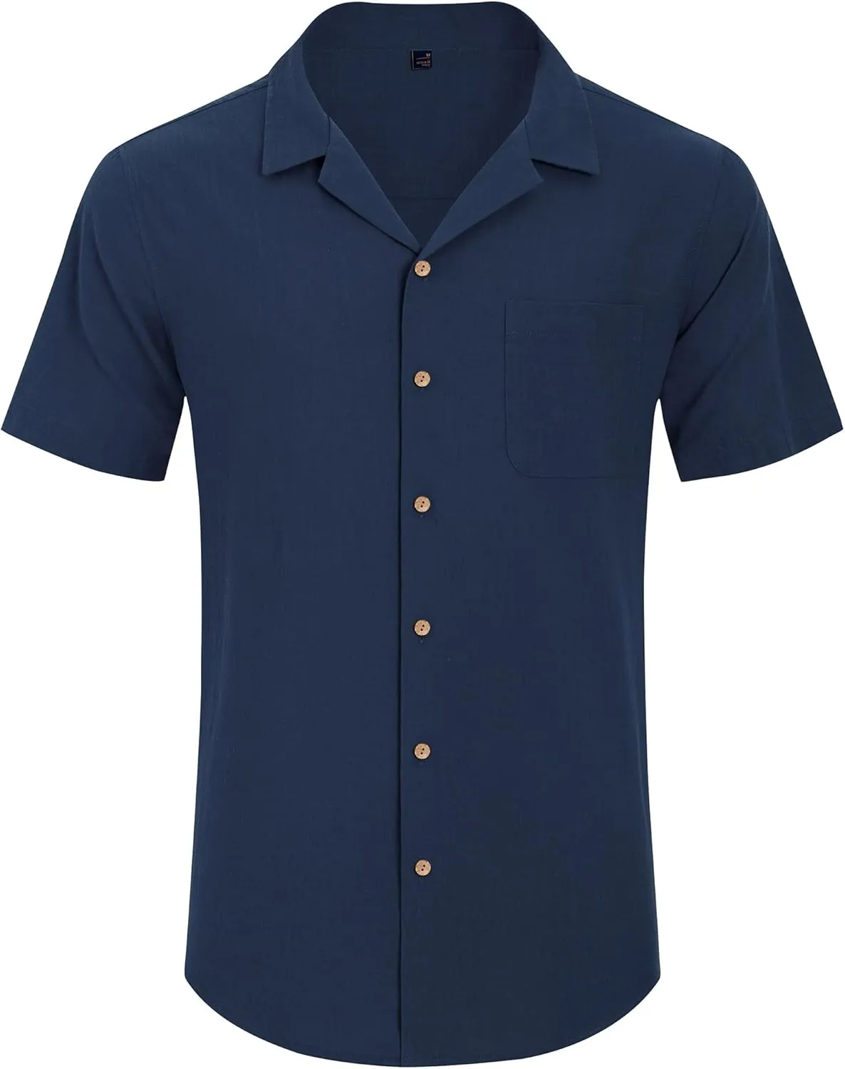 Alimens & Gentle Cuban Linen Shirts for Men Short Sleeve Button Down Shirt Cotton Summer Beach Camp Vacation Hawaiian Shirts