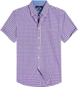 Alimens & Gentle Mens Plaid Short Sleeve Button Down Shirts Cotton Regular Fit Casual Gingham Shirts
