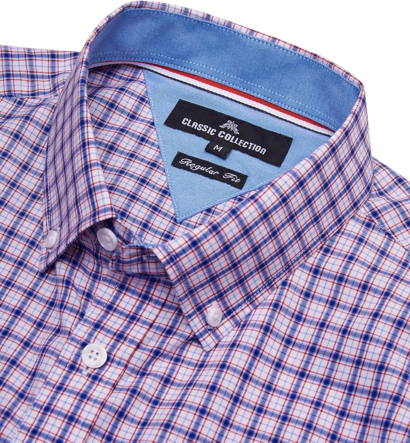 Alimens & Gentle Mens Plaid Short Sleeve Button Down Shirts Cotton Regular Fit Casual Gingham Shirts