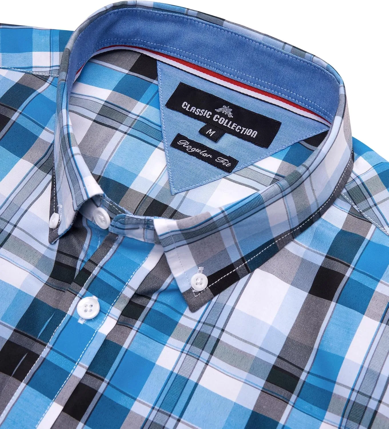 Alimens & Gentle Mens Plaid Short Sleeve Button Down Shirts Cotton Regular Fit Casual Gingham Shirts