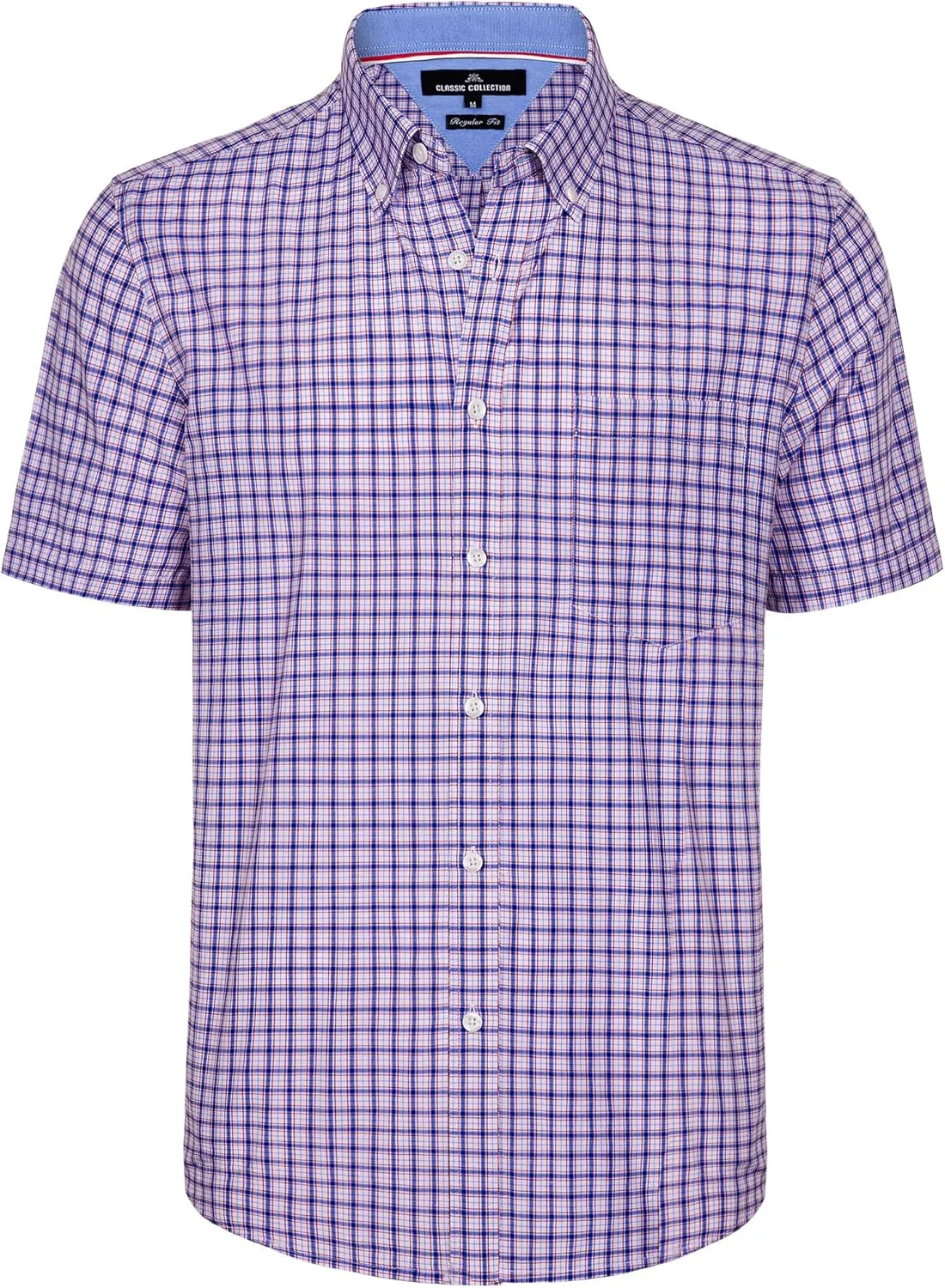 Alimens & Gentle Mens Plaid Short Sleeve Button Down Shirts Cotton Regular Fit Casual Gingham Shirts