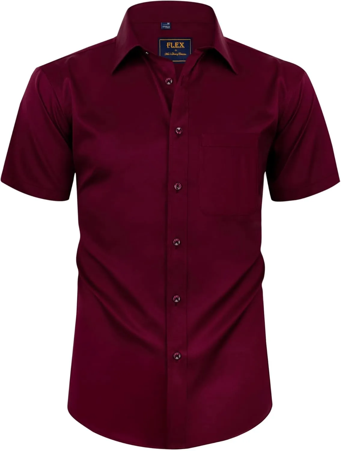 Alimens & Gentle Mens Short Sleeve Dress Shirts Wrinkle Free Solid Casual Button Down Shirts with Pocket