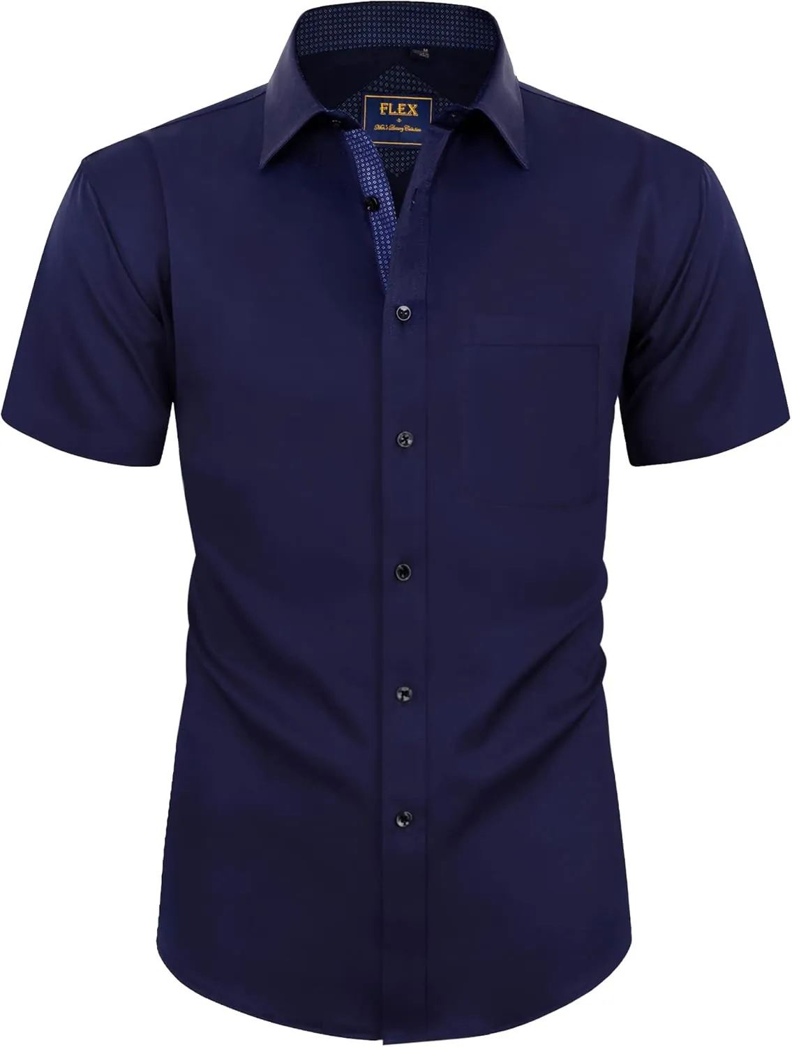 Alimens & Gentle Mens Short Sleeve Dress Shirts Wrinkle Free Solid Casual Button Down Shirts with Pocket
