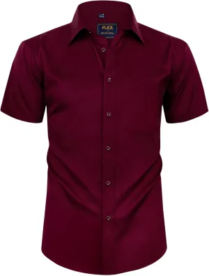 Alimens & Gentle Mens Short Sleeve Dress Shirts Wrinkle Free Solid Casual Button Down Shirts with Pocket