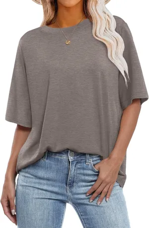 ANRABESS Womens Oversized T Shirts Short Sleeve Crewneck Tops Casual Loose Basic Tee Shirts 2025 Summer Trendy Outfits