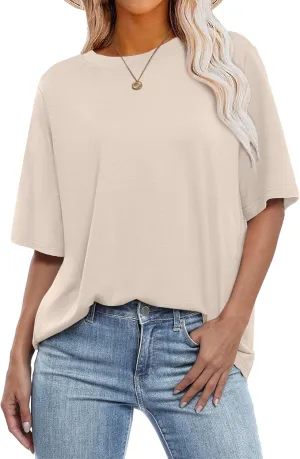 ANRABESS Womens Oversized T Shirts Short Sleeve Crewneck Tops Casual Loose Basic Tee Shirts 2025 Summer Trendy Outfits