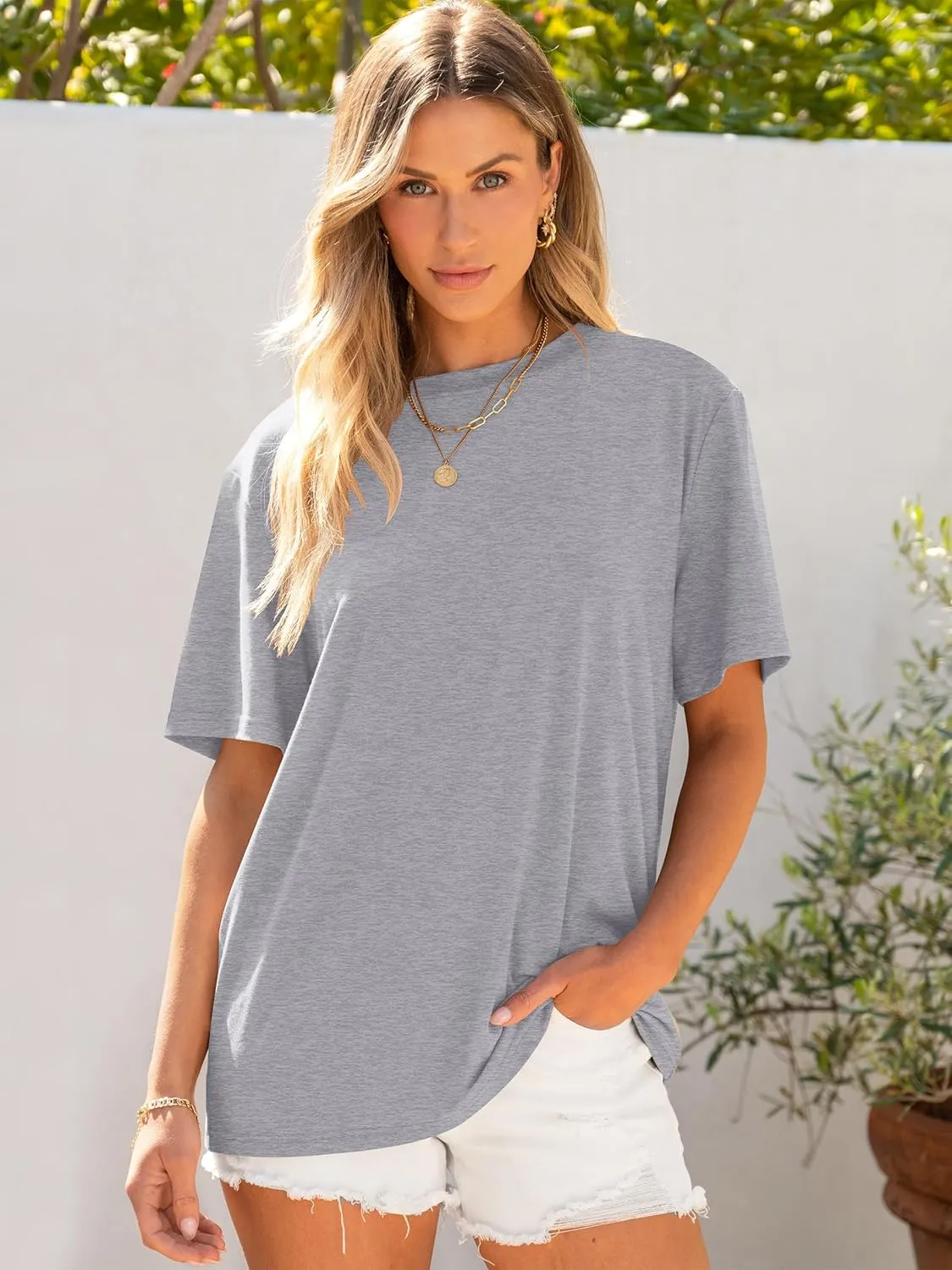 ANRABESS Womens Oversized T Shirts Short Sleeve Crewneck Tops Casual Loose Basic Tee Shirts 2025 Summer Trendy Outfits