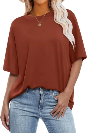 ANRABESS Womens Oversized T Shirts Short Sleeve Crewneck Tops Casual Loose Basic Tee Shirts 2025 Summer Trendy Outfits