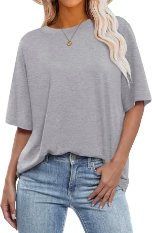 ANRABESS Womens Oversized T Shirts Short Sleeve Crewneck Tops Casual Loose Basic Tee Shirts 2025 Summer Trendy Outfits