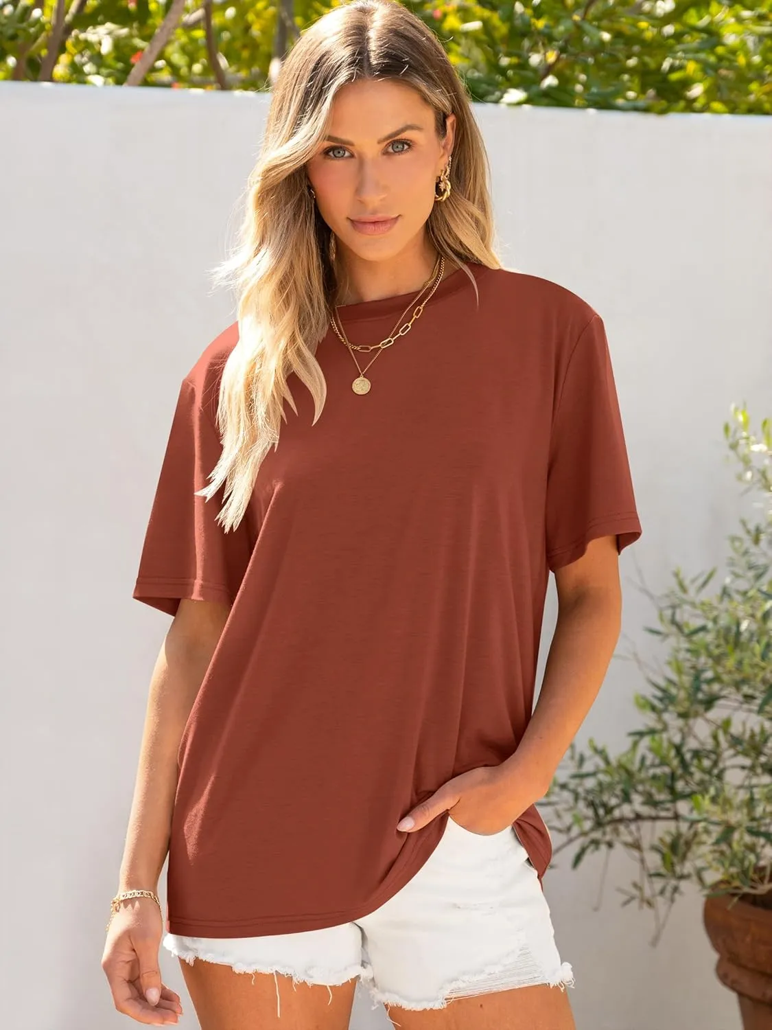 ANRABESS Womens Oversized T Shirts Short Sleeve Crewneck Tops Casual Loose Basic Tee Shirts 2025 Summer Trendy Outfits