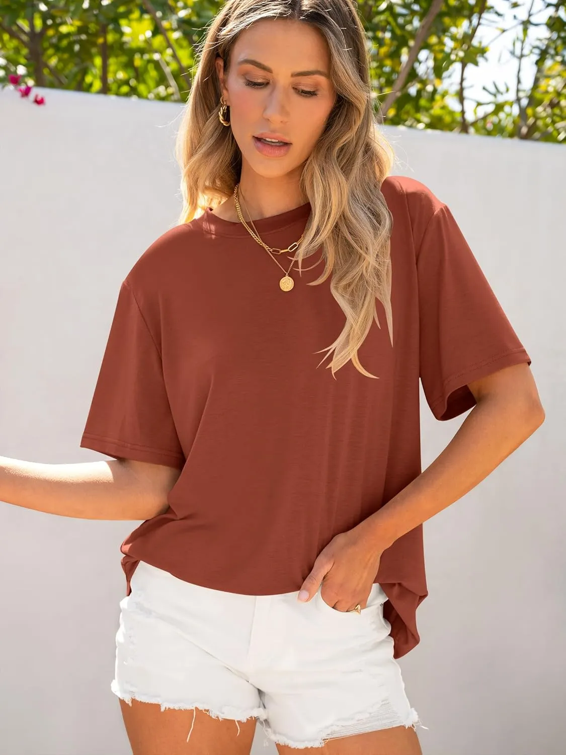 ANRABESS Womens Oversized T Shirts Short Sleeve Crewneck Tops Casual Loose Basic Tee Shirts 2025 Summer Trendy Outfits