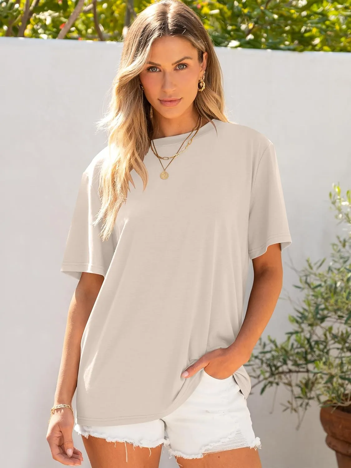 ANRABESS Womens Oversized T Shirts Short Sleeve Crewneck Tops Casual Loose Basic Tee Shirts 2025 Summer Trendy Outfits
