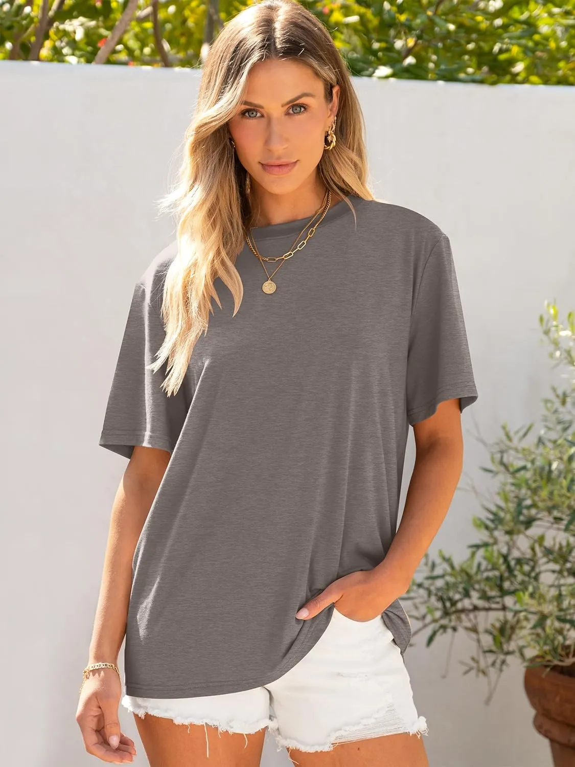 ANRABESS Womens Oversized T Shirts Short Sleeve Crewneck Tops Casual Loose Basic Tee Shirts 2025 Summer Trendy Outfits