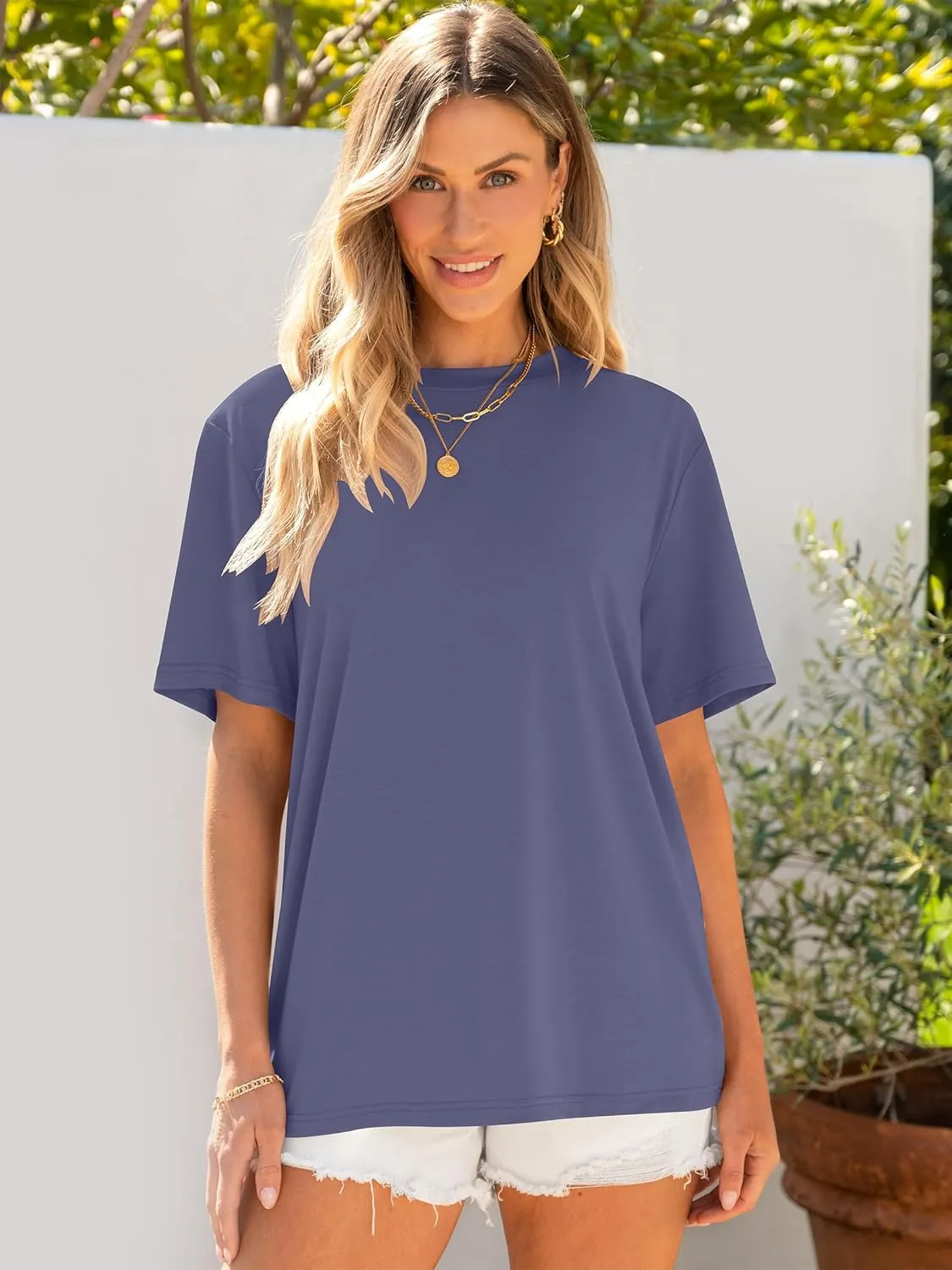 ANRABESS Womens Oversized T Shirts Short Sleeve Crewneck Tops Casual Loose Basic Tee Shirts 2025 Summer Trendy Outfits