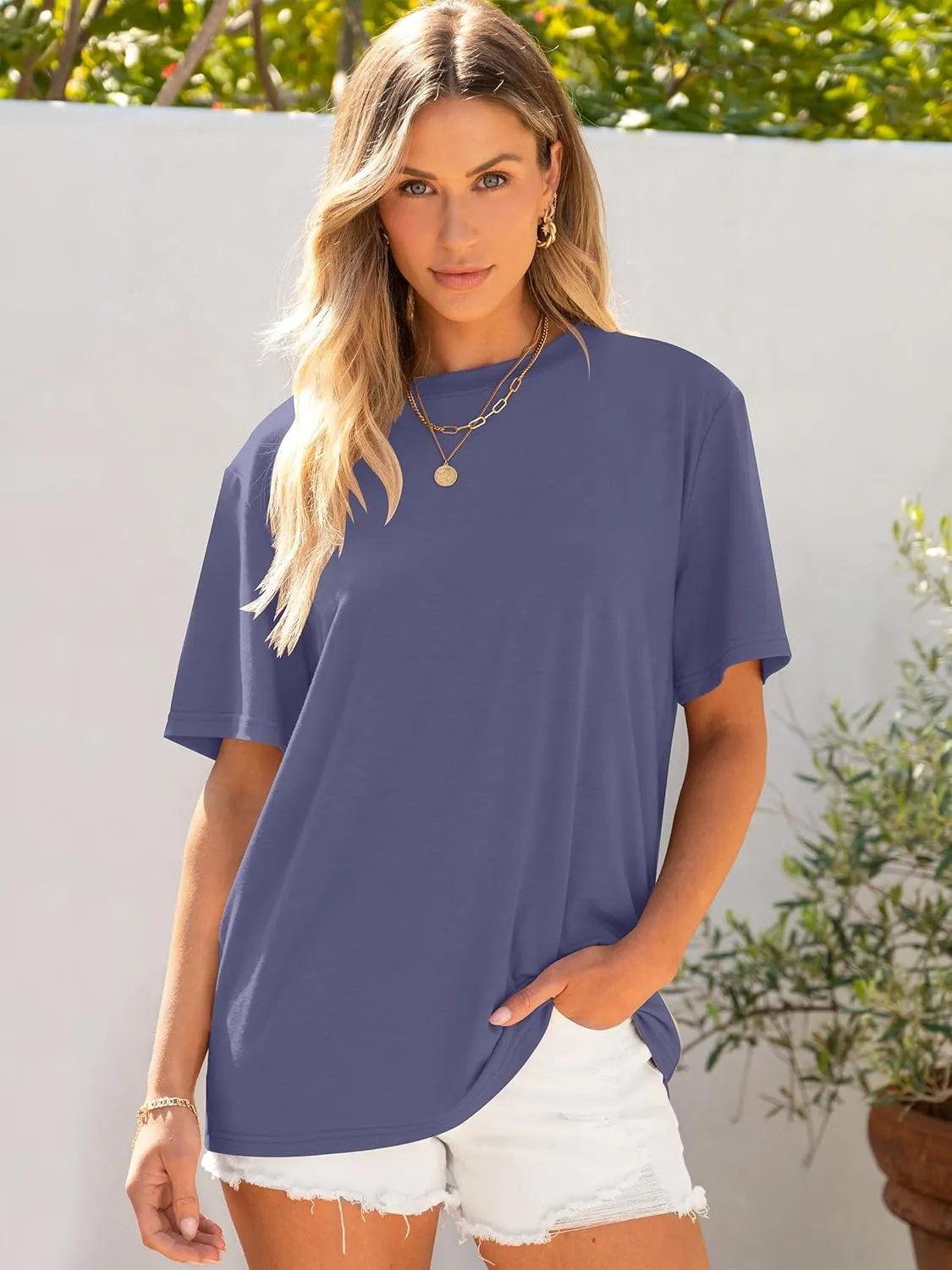 ANRABESS Womens Oversized T Shirts Short Sleeve Crewneck Tops Casual Loose Basic Tee Shirts 2025 Summer Trendy Outfits