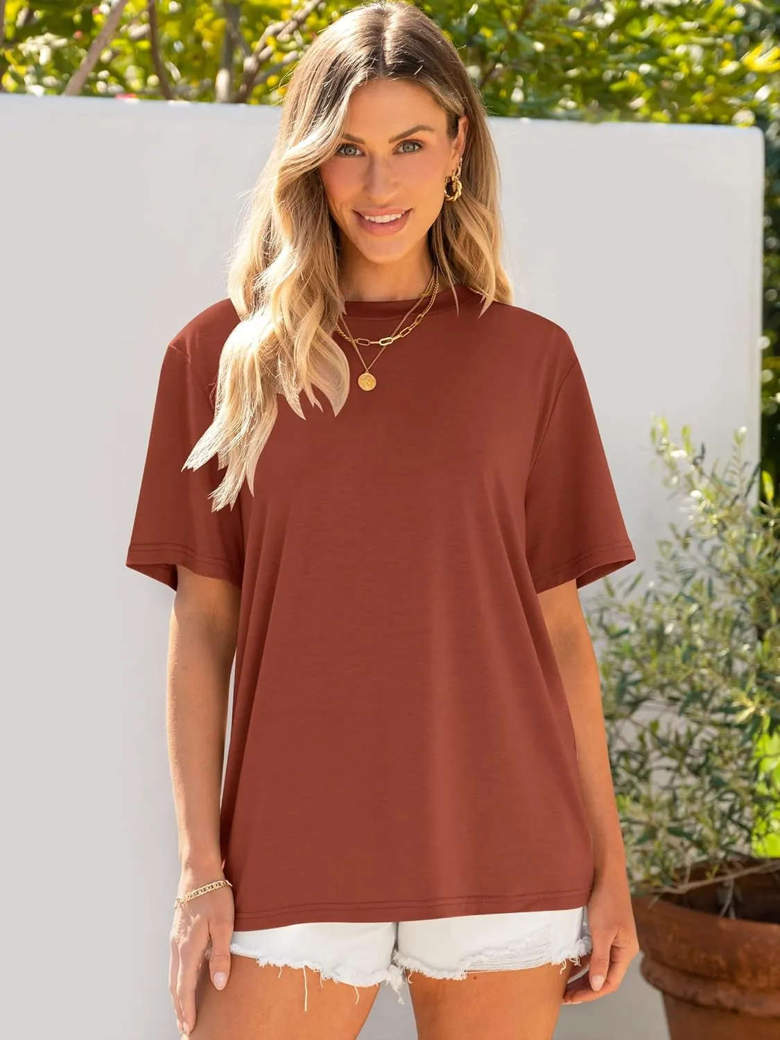 ANRABESS Womens Oversized T Shirts Short Sleeve Crewneck Tops Casual Loose Basic Tee Shirts 2025 Summer Trendy Outfits