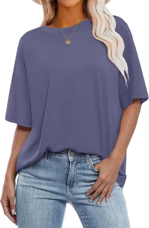ANRABESS Womens Oversized T Shirts Short Sleeve Crewneck Tops Casual Loose Basic Tee Shirts 2025 Summer Trendy Outfits