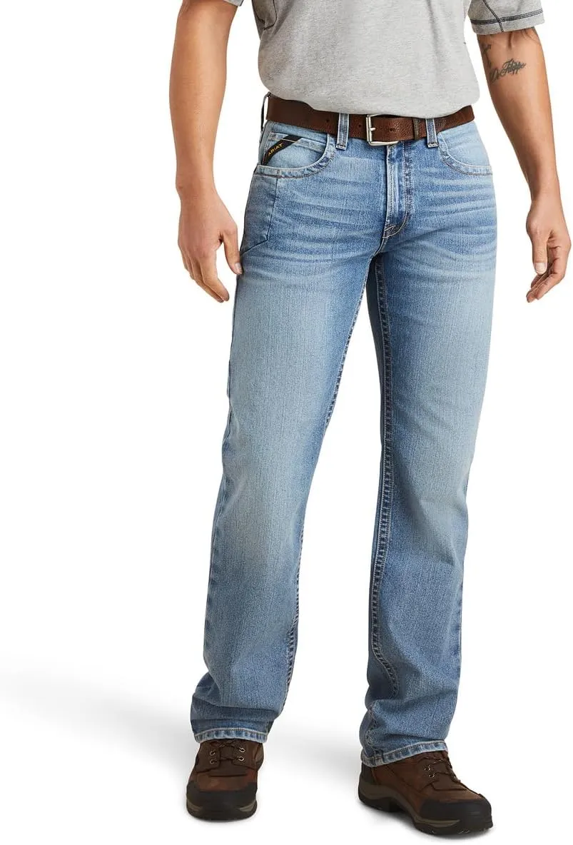 ARIAT Men's Rebar M5 Durastretch Washed Twill Dungaree Straight Leg Pant