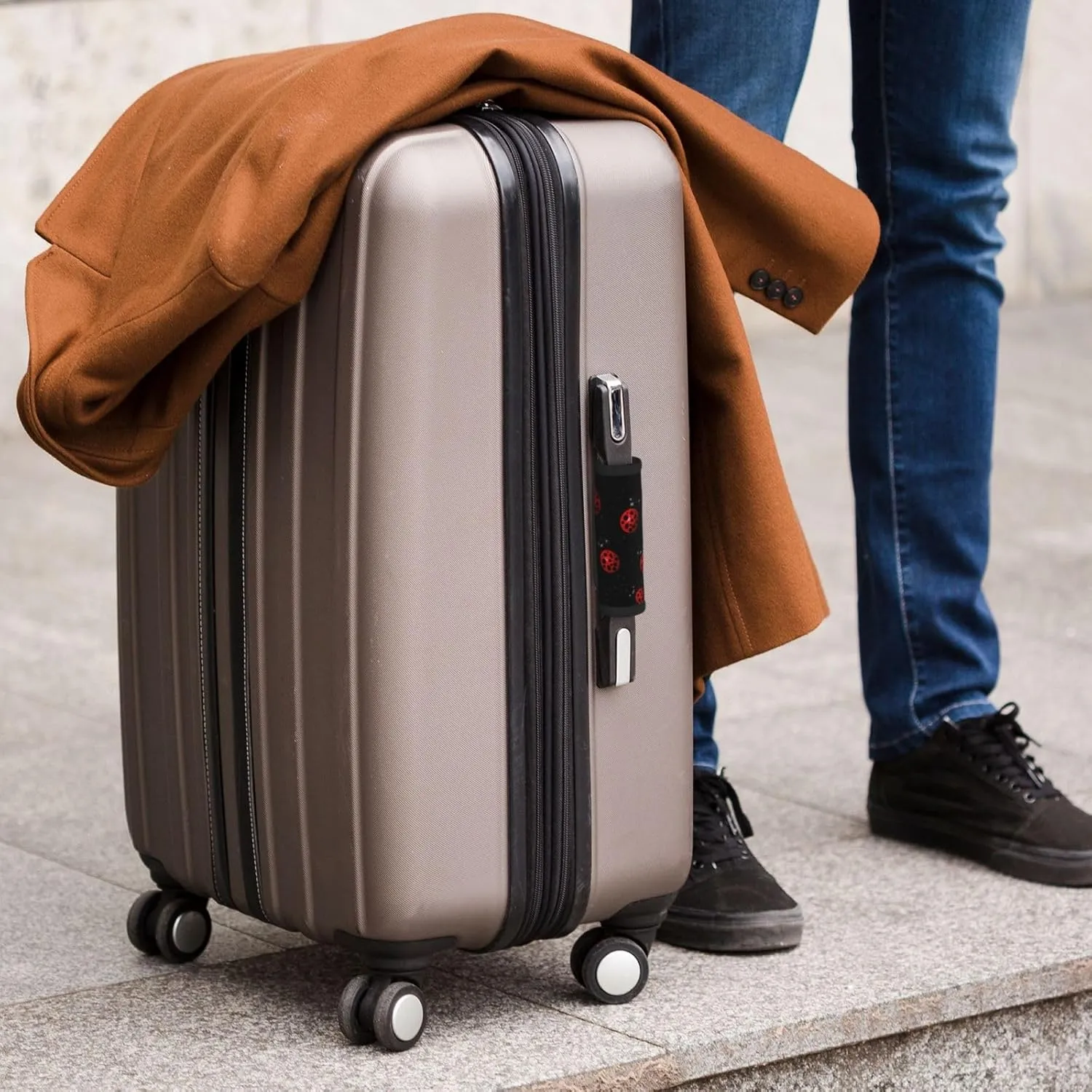 Art Ladybug Tracks Luggage Case Handle Protection Identification Cover Travel Luggage Handle Wraps Grip for Suitcase