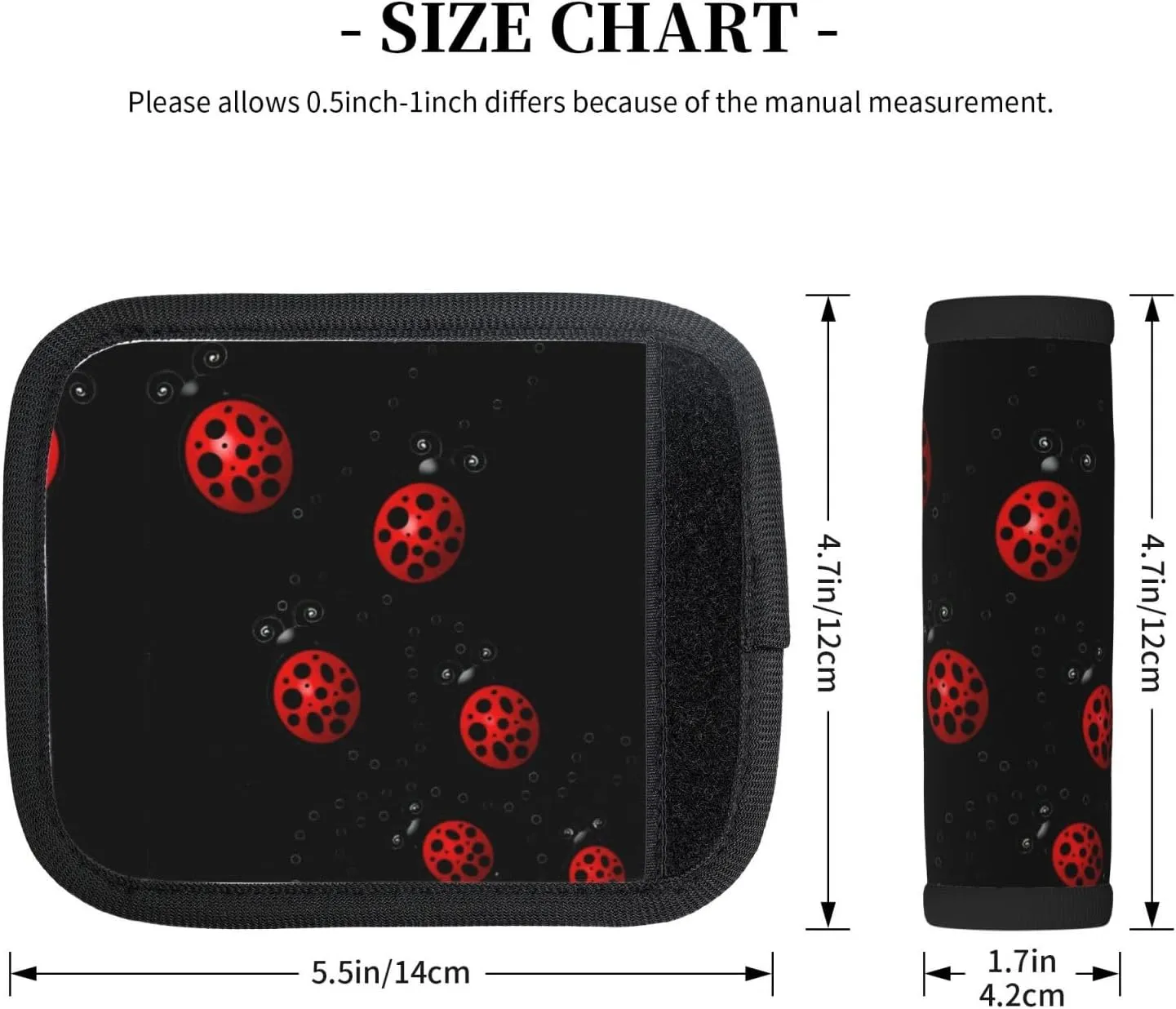Art Ladybug Tracks Luggage Case Handle Protection Identification Cover Travel Luggage Handle Wraps Grip for Suitcase