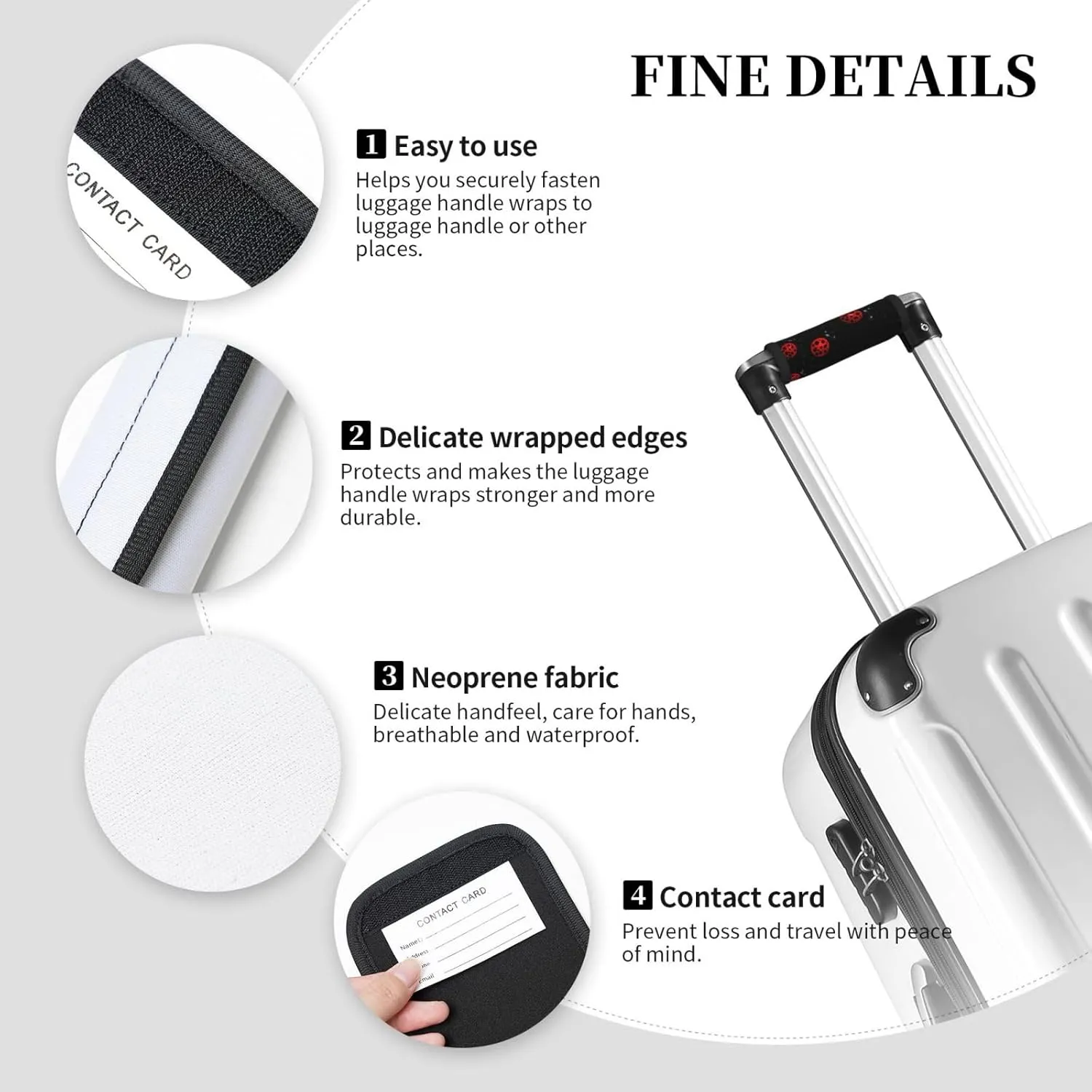 Art Ladybug Tracks Luggage Case Handle Protection Identification Cover Travel Luggage Handle Wraps Grip for Suitcase