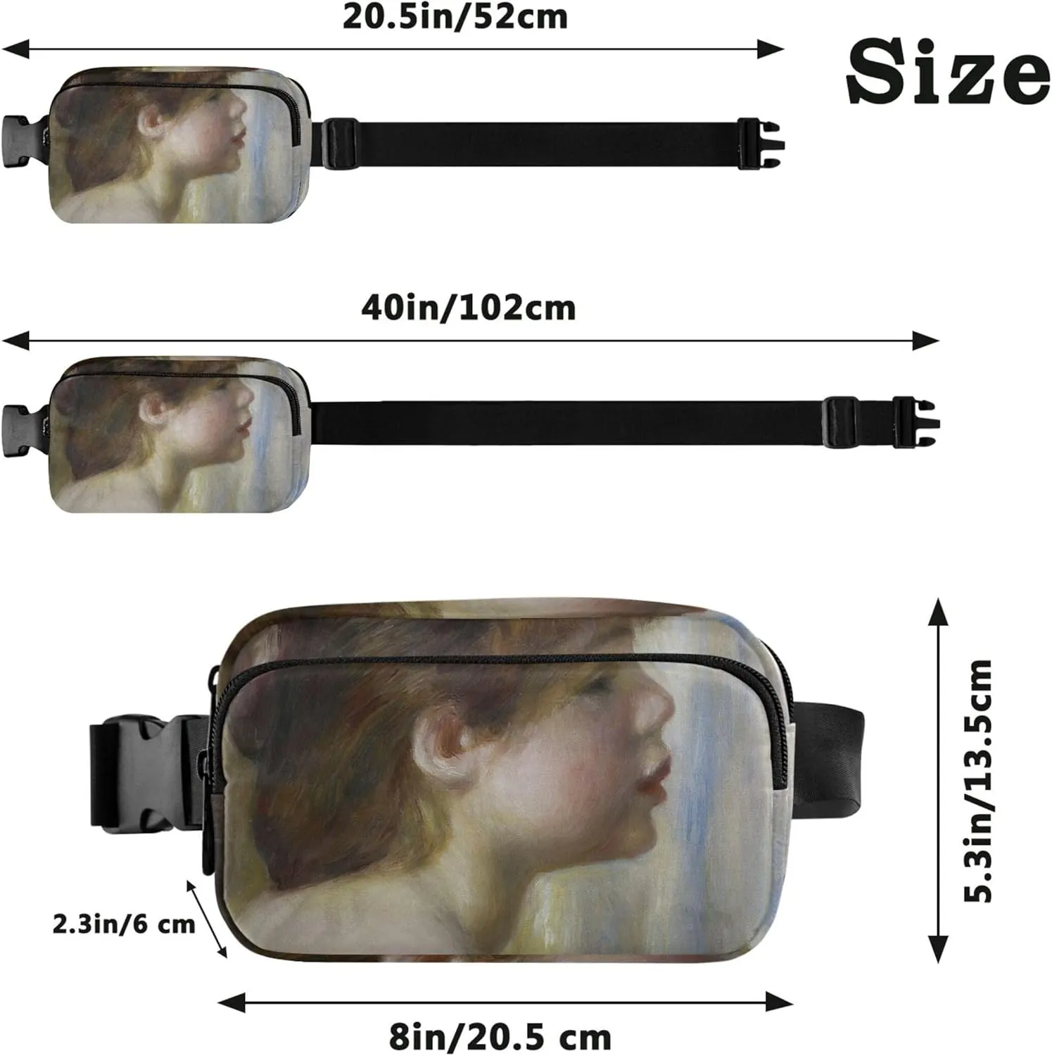 Auguste Renoir Prints Young Woman Women Fanny Packs Hip Pack Belt Pouch Waterproof Pattern Waist Pouches for Men