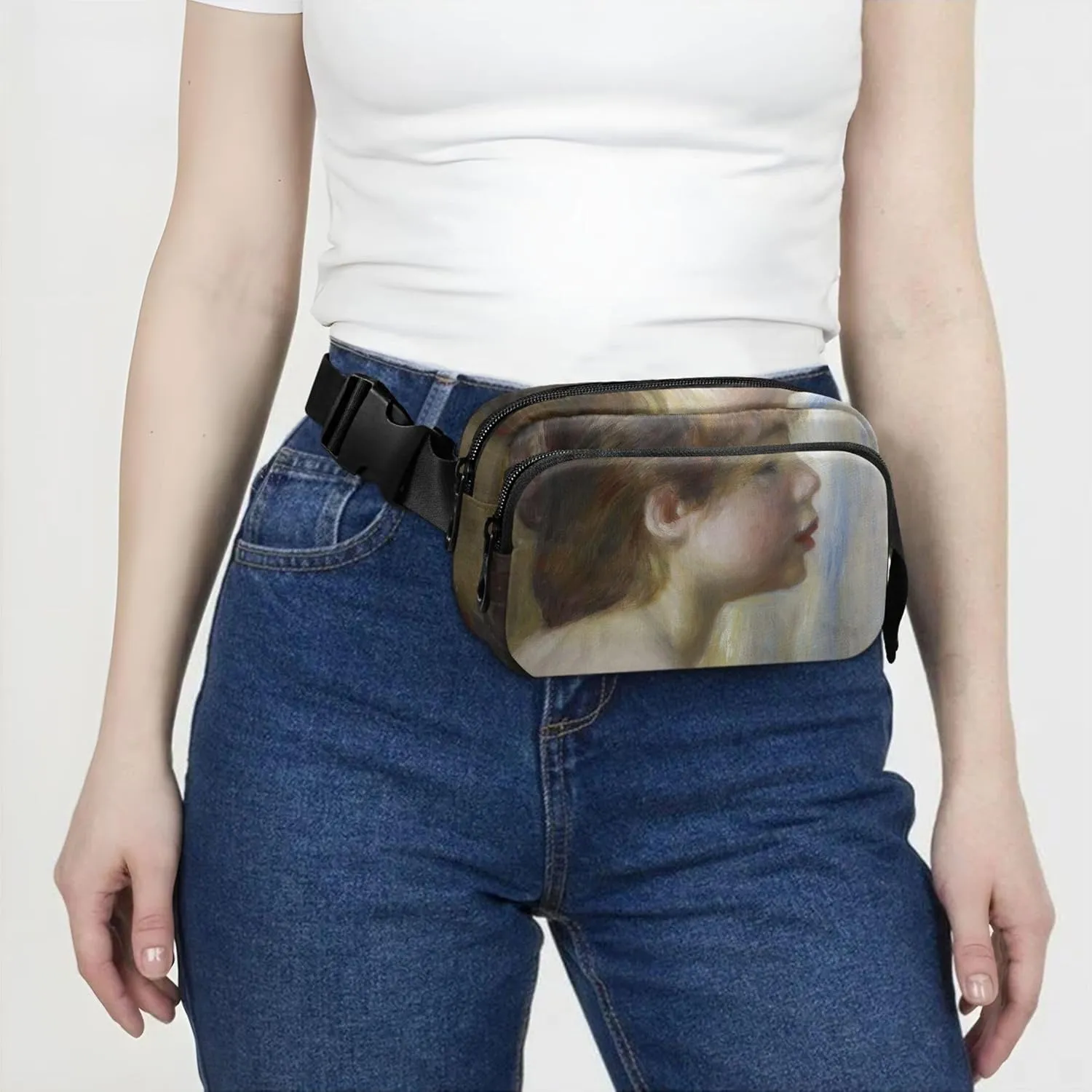 Auguste Renoir Prints Young Woman Women Fanny Packs Hip Pack Belt Pouch Waterproof Pattern Waist Pouches for Men