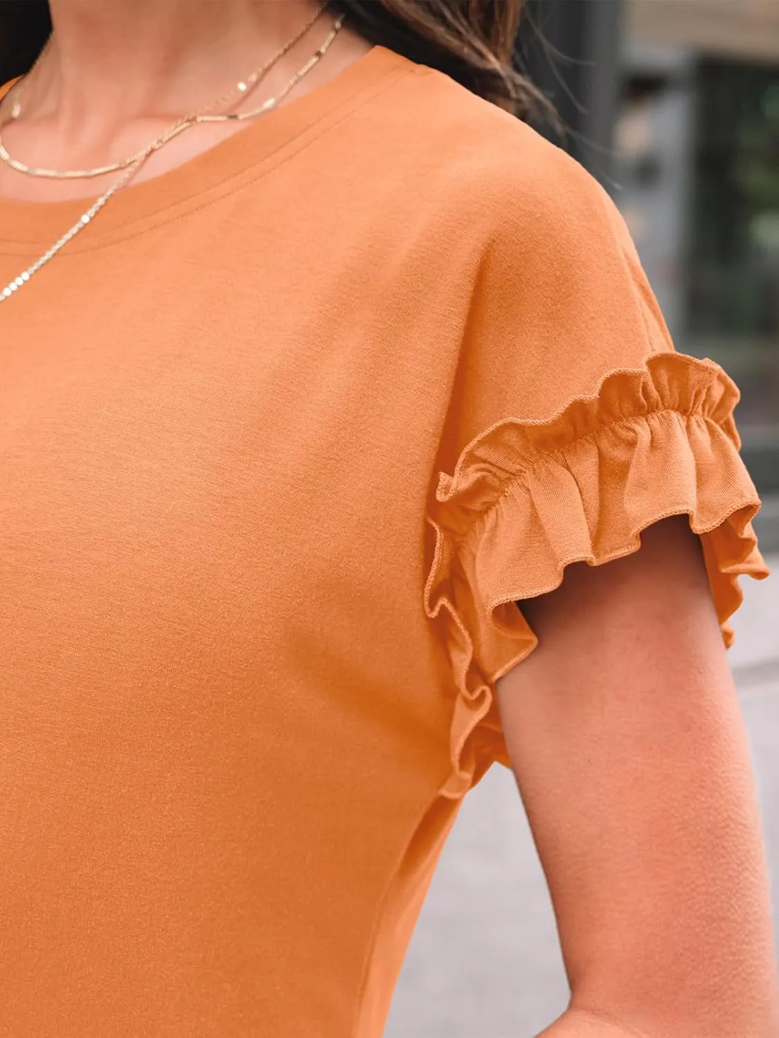 AUTOMET Womens Short Sleeve Tops Summer Tshirts Casual 2025 Cute Ruffle Crewneck Trendy Fashion Dressy Cute Work Outfits