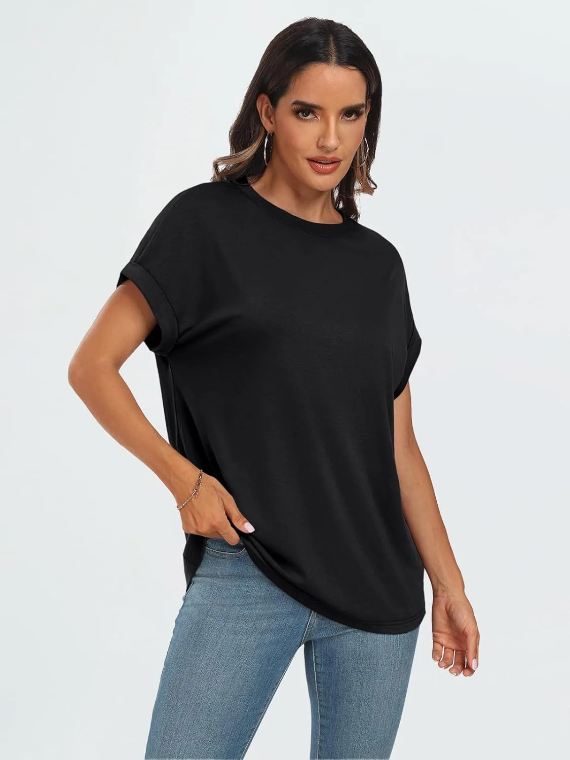 AUTOMET Womens Summer Tops Oversized Short Sleeve Business Casual T Shirts Trendy Fashion Clothes Spring Outfits 2025
