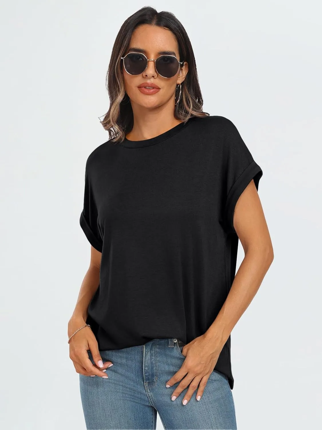 AUTOMET Womens Summer Tops Oversized Short Sleeve Business Casual T Shirts Trendy Fashion Clothes Spring Outfits 2025