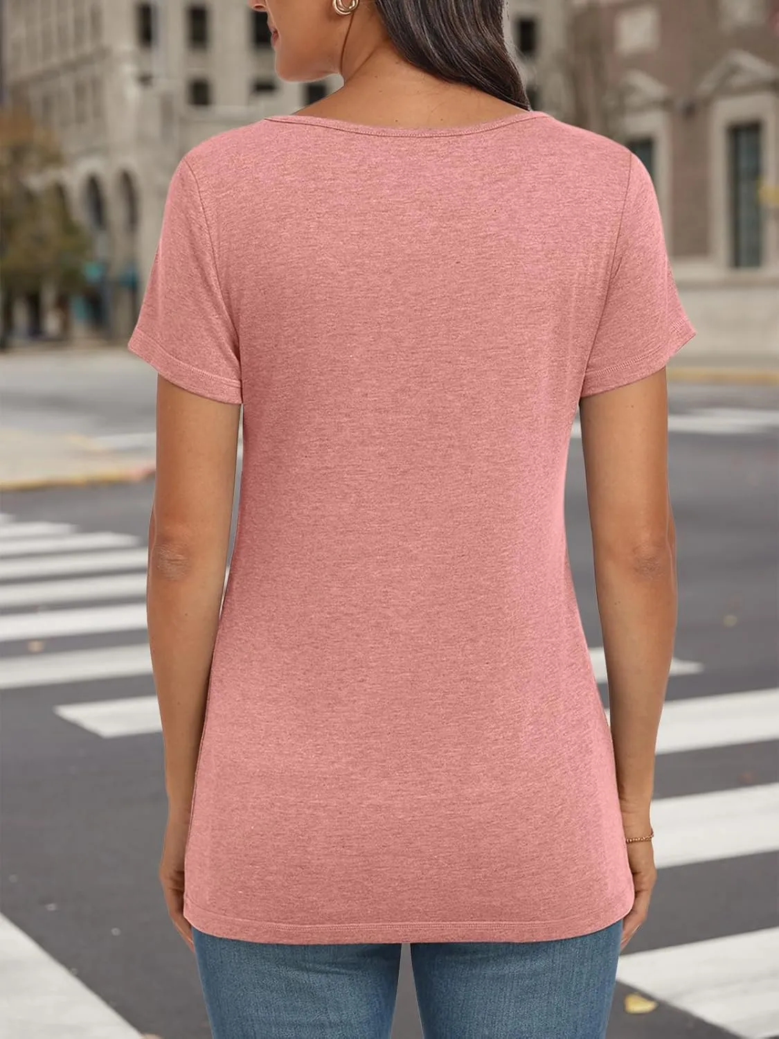 AUTOMET Womens Tops Casual Spring Summer Tshirts 2025 Short Sleeve Square Neck Basic Tee Outfits